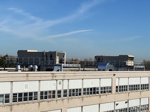 Image of two Daikin Rooftop Units on the roof of a building.